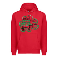 Red st patricks day shamrock typography Premium Hoodie - MaliasSmallBusiness