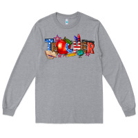 Heather Grey American teacher Long Sleeve Tee - texasbilliewilder