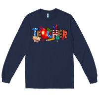 Navy American teacher Long Sleeve Tee - texasbilliewilder