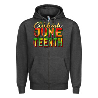 Charcoal Heather Celebrate juneteenth Zipper Hoodie - Zillion Design Studio