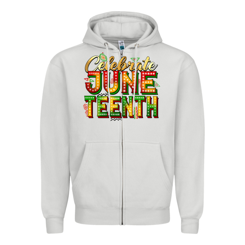 Celebrate Juneteenth Zipper Hoodie by Zillion Design Studio | Teevron