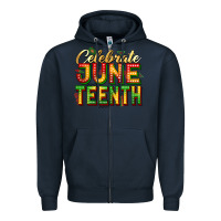 Navy Celebrate juneteenth Zipper Hoodie - Zillion Design Studio