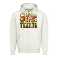 Oatmeal Heather Celebrate juneteenth Zipper Hoodie - Zillion Design Studio