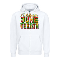 White Celebrate juneteenth Zipper Hoodie - Zillion Design Studio
