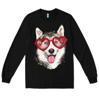 Black husky with love glasses Long Sleeve Tee - RanaPortraitStore