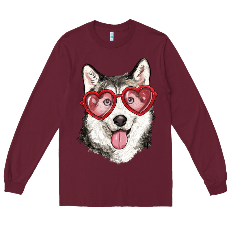 Husky With Love Glasses Long Sleeve Tee by RanaPortraitStore | Teevron