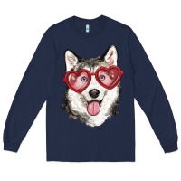 Navy husky with love glasses Long Sleeve Tee - RanaPortraitStore