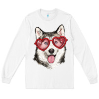 White husky with love glasses Long Sleeve Tee - RanaPortraitStore