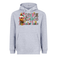 Heather Grey coffee chaos and candy canes Heavyweight Hoodie - AdoDesignShop