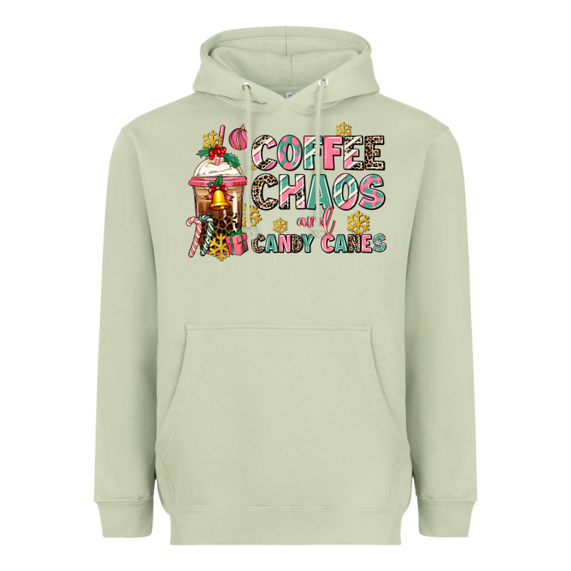 Coffee Chaos And Candy Canes Heavyweight Hoodie by AdoDesignShop | Teevron
