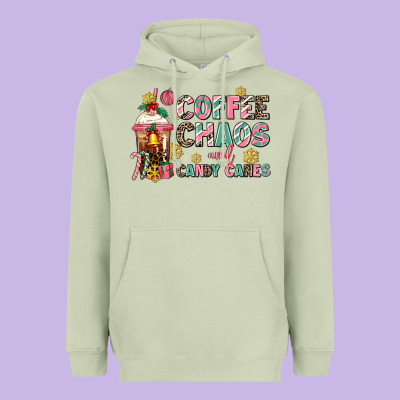 Coffee Chaos And Candy Canes Heavyweight Hoodie Designed By Adodesignshop