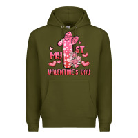 Army Green my first valentines day Premium Hoodie - MaliasSmallBusiness