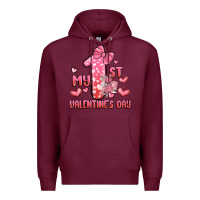 Burgundy my first valentines day Premium Hoodie - MaliasSmallBusiness