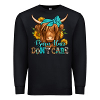 Black barn hair don't care long haired cow Premium Sweatshirt - Jasminsmagicworld