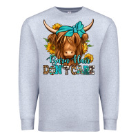 Heather Grey barn hair don't care long haired cow Premium Sweatshirt - Jasminsmagicworld