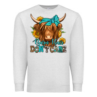Oatmeal Heather barn hair don't care long haired cow Premium Sweatshirt - Jasminsmagicworld