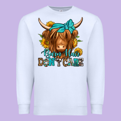 Barn Hair Don't Care Long Haired Cow Premium Sweatshirt Designed By Jasminsmagicworld