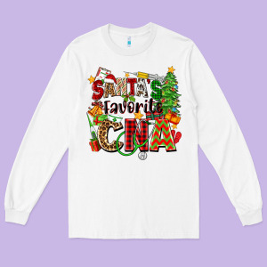 Santa's Favorite Cna Long Sleeve Tee Designed By Zillion Design Studio
