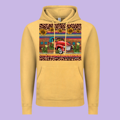 Truck Sunflower Leopard Vintage Hoodie Designed By Adodesignshop
