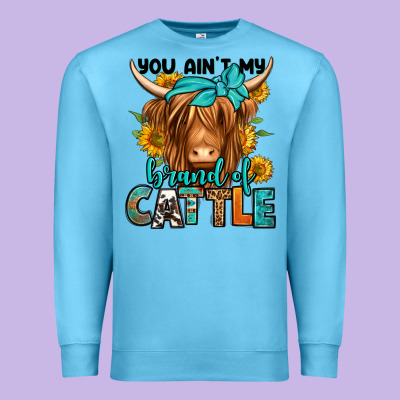 You Ain't My Brand Of Cattle Longhaired Cow Premium Sweatshirt Designed By Jasminsmagicworld