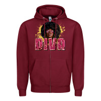 Burgundy Diva juneteenth Zipper Hoodie - Zillion Design Studio