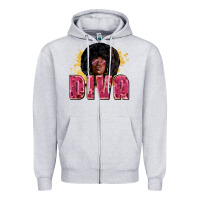 Heather Grey Diva juneteenth Zipper Hoodie - Zillion Design Studio