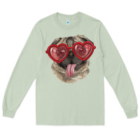 Matcha pug with love glasses Long Sleeve Tee - RanaPortraitStore