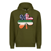 Army Green st patricks day shamrock american flag Premium Hoodie - MaliasSmallBusiness