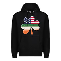 Black st patricks day shamrock american flag Premium Hoodie - MaliasSmallBusiness