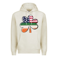 Oatmeal Heather st patricks day shamrock american flag Premium Hoodie - MaliasSmallBusiness