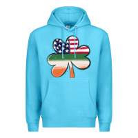 Ocean Blue st patricks day shamrock american flag Premium Hoodie - MaliasSmallBusiness