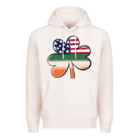 Pale Pink st patricks day shamrock american flag Premium Hoodie - MaliasSmallBusiness