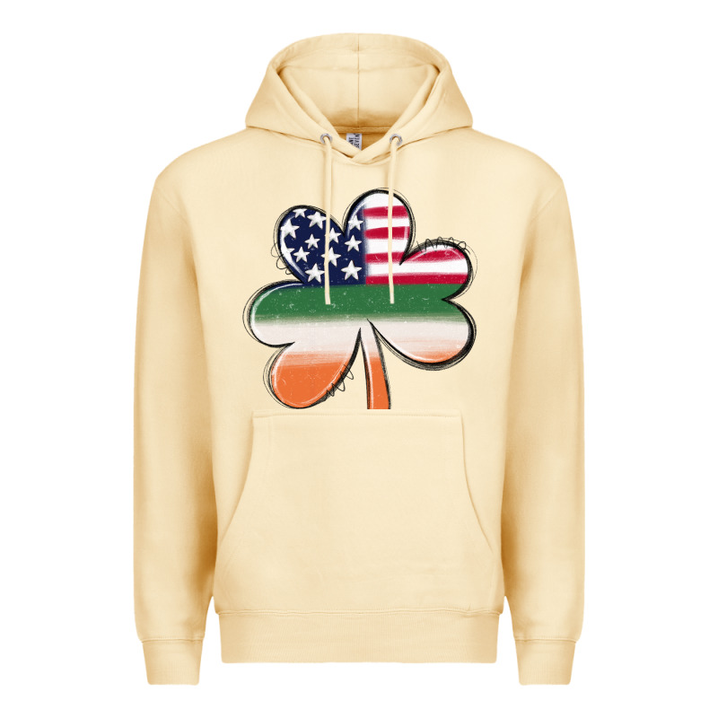 St Patricks Day Shamrock American Flag Premium Hoodie by MaliasSmallBusiness | Teevron