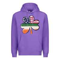 Purple st patricks day shamrock american flag Premium Hoodie - MaliasSmallBusiness