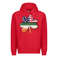 Red st patricks day shamrock american flag Premium Hoodie - MaliasSmallBusiness