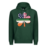 Sports Green st patricks day shamrock american flag Premium Hoodie - MaliasSmallBusiness