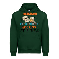 Forest Green surviving fatherhood one beer at a time Urban Hoodie - MaliasSmallBusiness