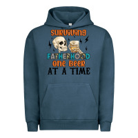 Pigment Midnight Navy surviving fatherhood one beer at a time Urban Hoodie - MaliasSmallBusiness