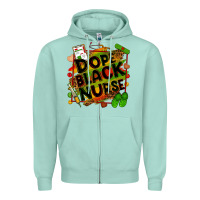 Seafoam Dope black Nurse juneteenth Zipper Hoodie - Zillion Design Studio