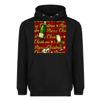 Black merry christmas champagne seamless pattern Heavyweight Hoodie - BundleAndBundleShop