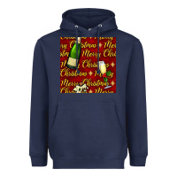 Navy merry christmas champagne seamless pattern Heavyweight Hoodie - BundleAndBundleShop