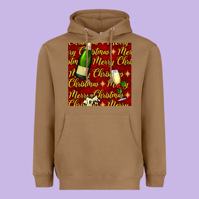 Merry Christmas Champagne Seamless Pattern Heavyweight Hoodie Designed By Bundleandbundleshop