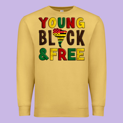 Young Black And Free Premium Sweatshirt Designed By Artiststas