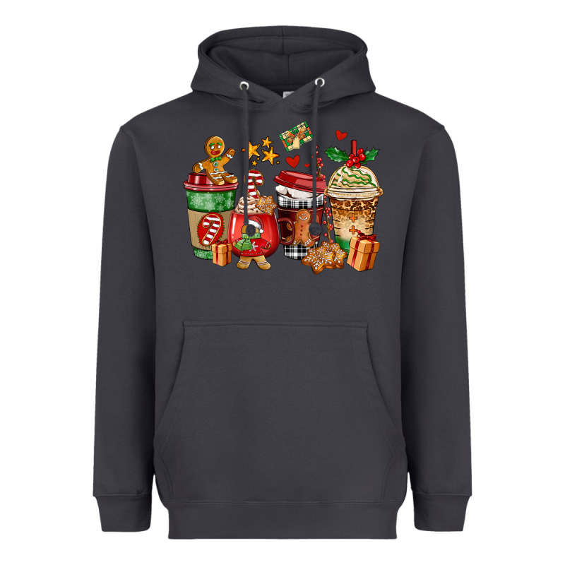 Christmas Cookie Coffee Cups Heavyweight Hoodie by AdoDesignShop | Teevron