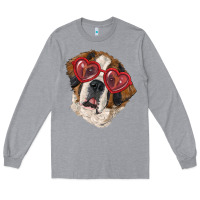 Heather Grey saint bernard with love glasses Long Sleeve Tee - RanaPortraitStore