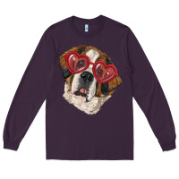 Plum saint bernard with love glasses Long Sleeve Tee - RanaPortraitStore