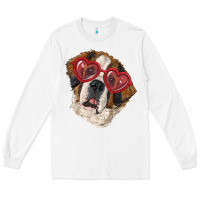 White saint bernard with love glasses Long Sleeve Tee - RanaPortraitStore