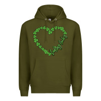 Army Green shamrock heart felling lucky Premium Hoodie - MaliasSmallBusiness