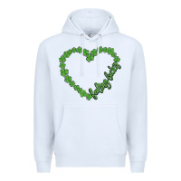 White shamrock heart felling lucky Premium Hoodie - MaliasSmallBusiness