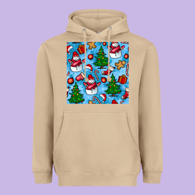 Christmas Trees And Snow Seamless Pattern Heavyweight Hoodie Designed By Bundleandbundleshop